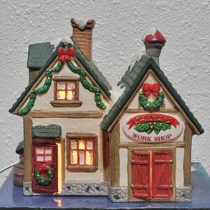 Dickens Keepsake Santas Workshop 1994 Porcelain Lighted House Christmas Village